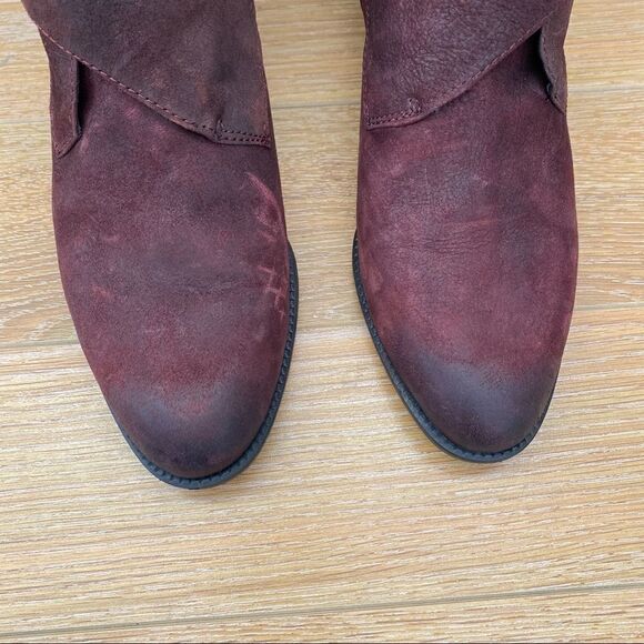 Franco Sarto-Burgundy Pre-distressed Ankle Bootie - Picture 5 of 11
